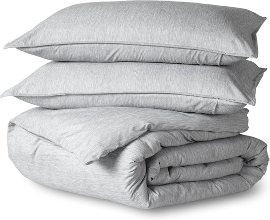 Bare Home Bedding Duvet Cover Full Size - Premium 1800 Super Soft Collection - Lightweight, Duvet Cover - Soft Textured Bedding (Full, Heathered Pewter)