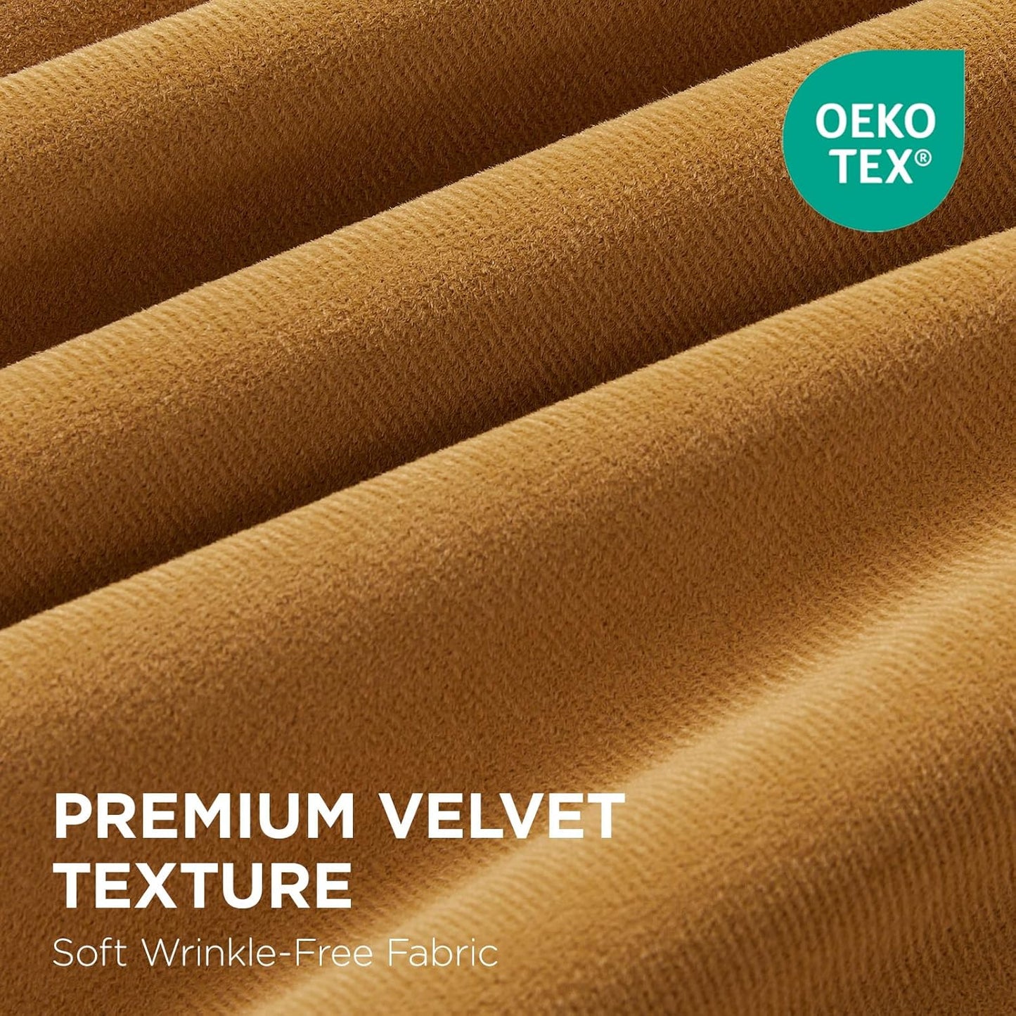 Joydeco Mustard Yellow 100% Blackout Curtains 90 Inch 2 Panels, Luxury Thermal Yellow Velvet Curtains for Bedroom Living Room, Soundproof Blackout Window Drapes, Grommet Top (52W x 90L)