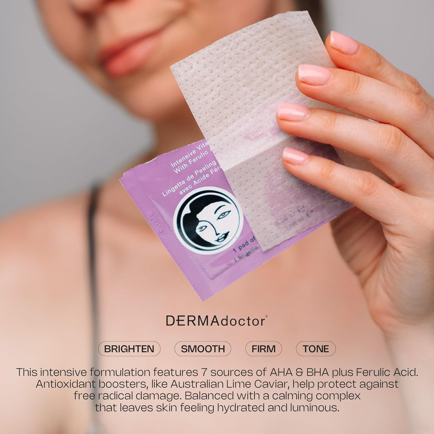 DERMAdoctor Exfoliating Toner Pads - Illuminating Chemical Peel for Face - Vitamin C Glycolic, Lactic Acid - AHA & BHA Liquid Exfoliant Pore Pads for Wrinkles Uneven Skin Tone Enlarged Pores -30 Pack