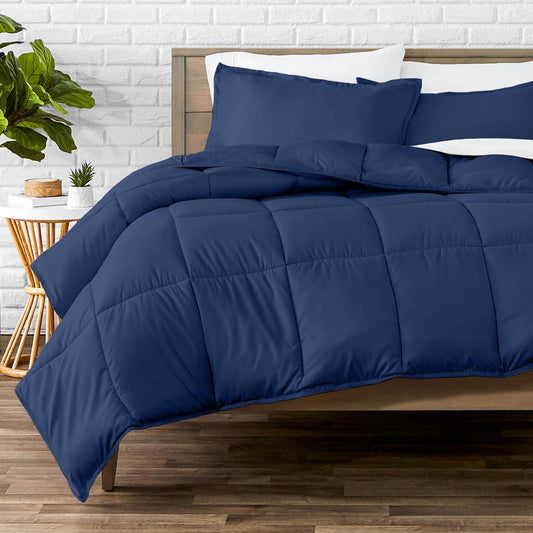 Bare Home Comforter Set - King/California King Size - Ultra-Soft - Goose Down Alternative - Premium 1800 Series - All Season Warmth (King/Cal King, Dark Blue)