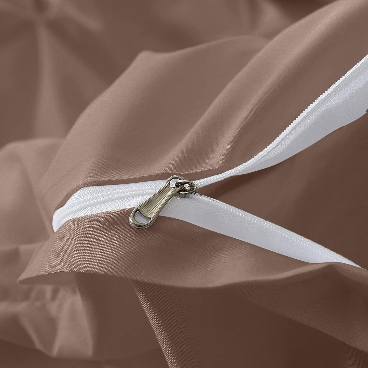 Pinch Pleated Duvet Cover Set 100% Brushed Microfiber 3PC Alaska King Size 120x132 Duvet Cover Set, Decorative Pinch Design Taupe Duvet Cover with Matching Pillow Case