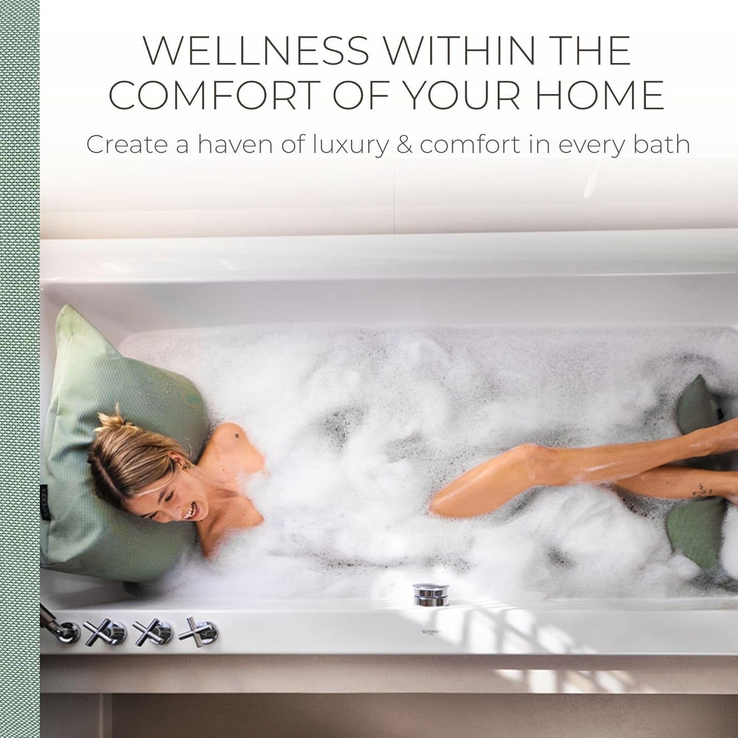BADESOFA® Luxury Bath Pillows for Tub Full Body Set - 3-Piece Bath Pillow Set with Premium Materials & CleanDry+ - Bathtub Pillows for Head and Neck Support - Tub Pillow for Bathtub in Green
