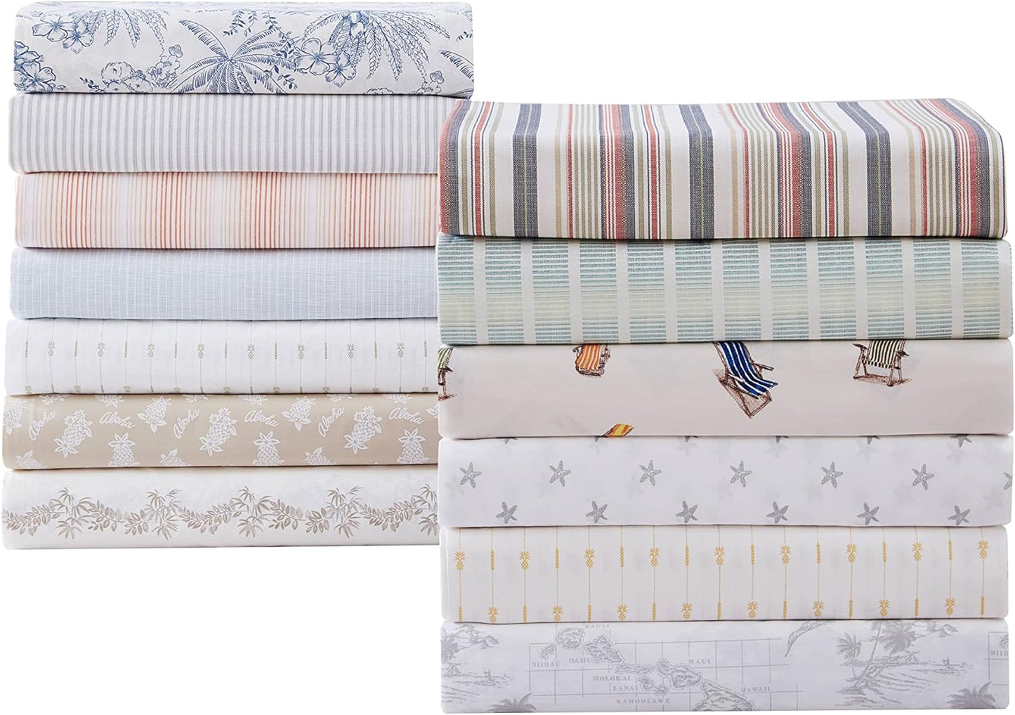Tommy Bahama - Queen Size Sheets Set, Crisp & Tailored Cooling Sheets with a Smooth Cotton Percale Lightweight Feel - Bed Sheets with Matching Pillowcases & Fitted Sheet (Beach Chairs Multi)