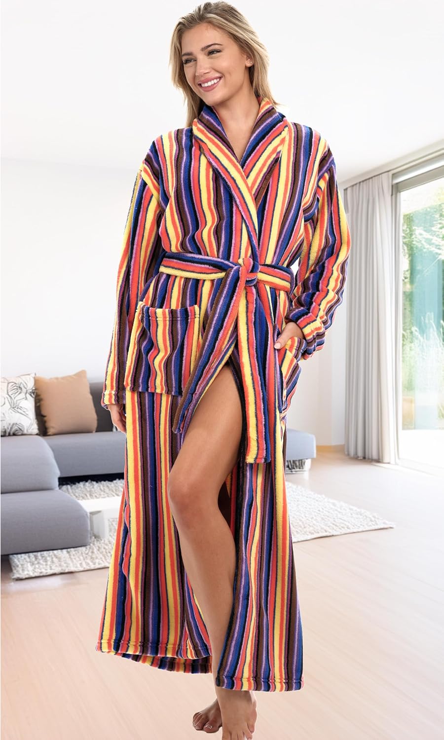 Alexander Del Rossa Plush Robe for Women, Long Fleece Winter Bath Robe, Plus Size