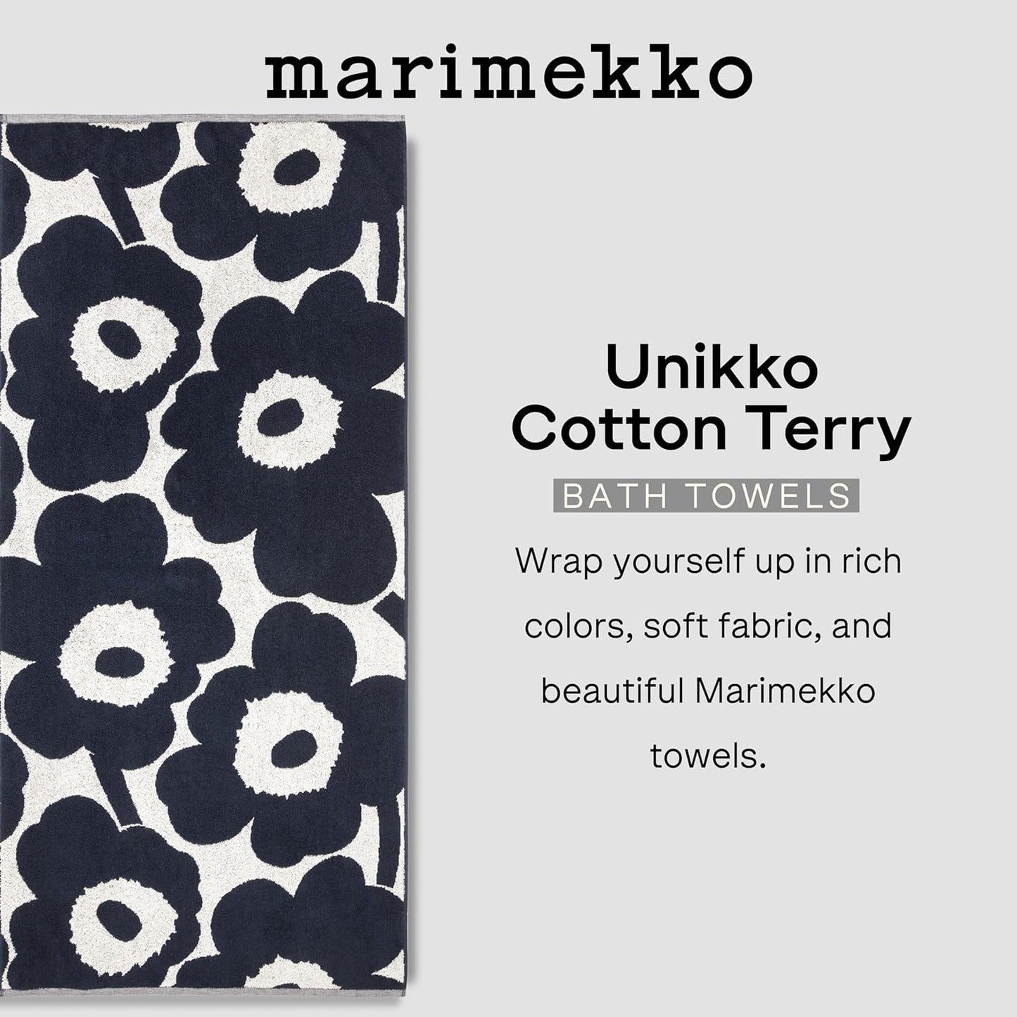 MARIMEKKO Unikko Terry Cotton Bath Towel (Pink) – Floral Patterned Bath Towels – 59 in x 28 in