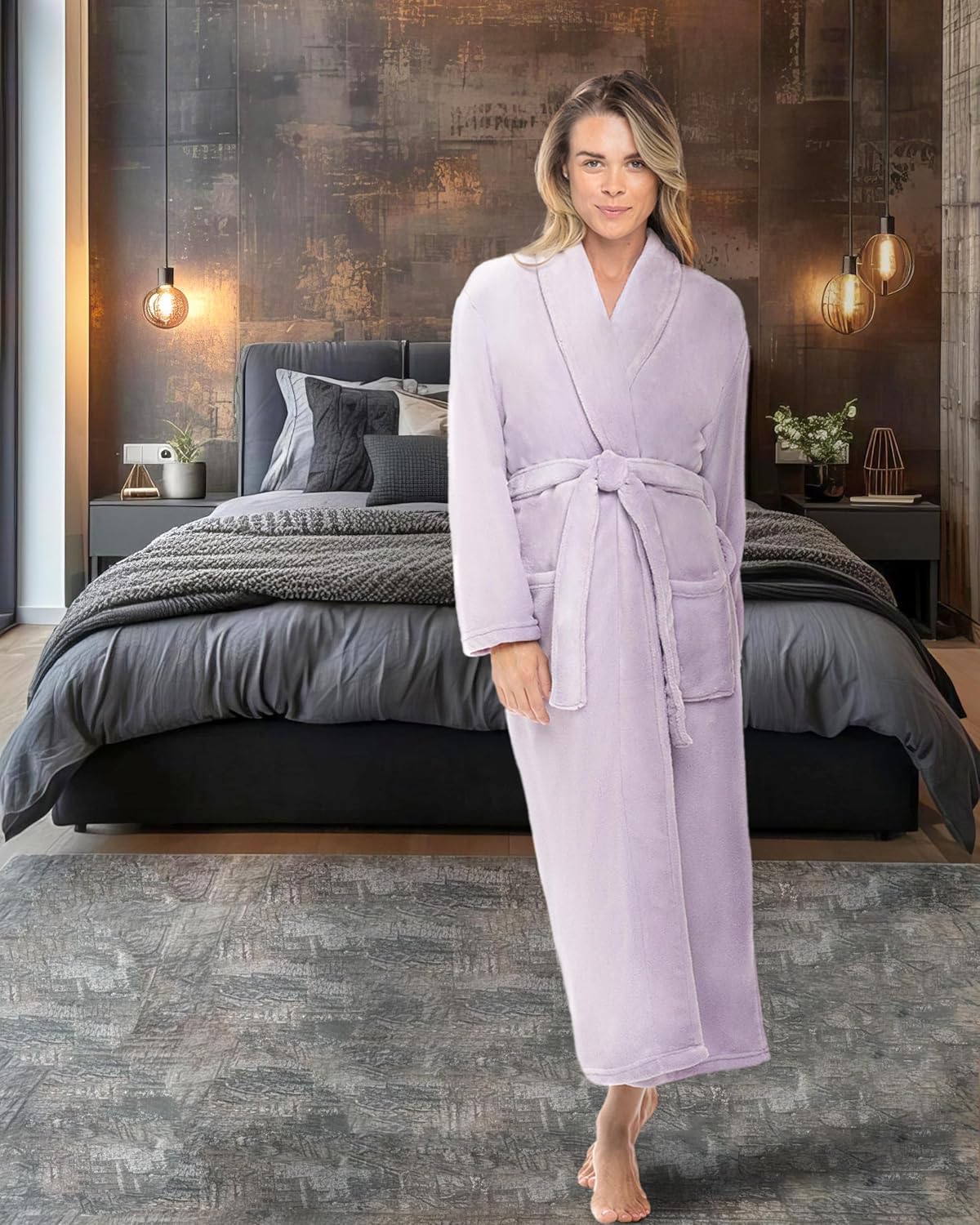 Alexander Del Rossa Plush Robe for Women, Long Fleece Winter Bath Robe, Plus Size