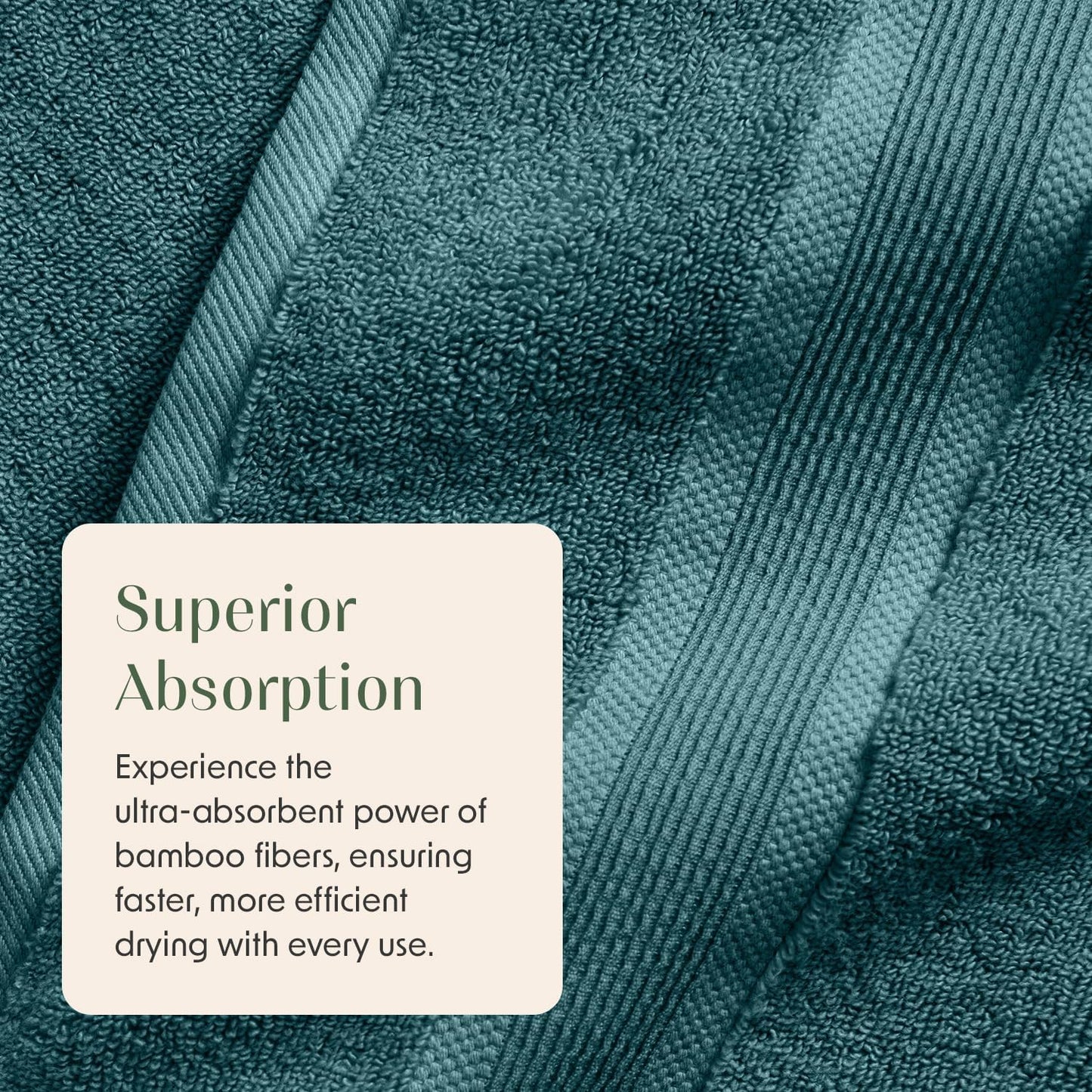 Springtree Home Luxury Viscose from Bamboo Bath Towel Set 6 Piece Set | 35% Viscose from Bamboo - 65% Cotton | Absorbent Quick-Dry Towels for Bathroom | Oeko-TEX Standard 100 Cotton | Deep Teal