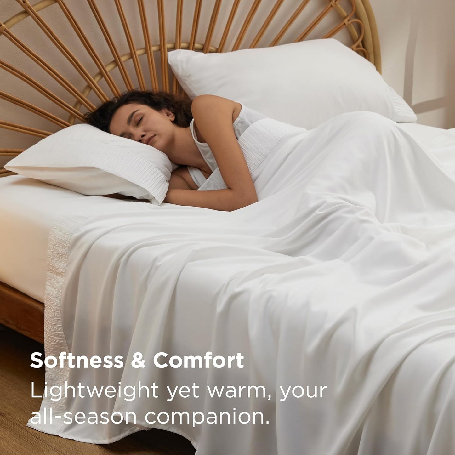 Bedsure Queen Sheet Set - 4 Pieces Soft Queen Size Sheets - Breathable & Cooling - Hotel Luxury - Easy Care Polyester Microfiber Bedding for Women, Men, Bright White