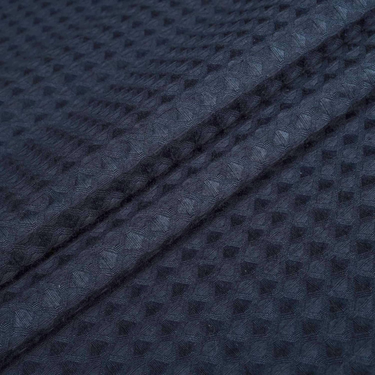 River Dream Navy Blue Fabric Shower Curtain Set, Cotton Blend, Waffle Weave, with Snap in Replacement Liner，71 x 74 inches