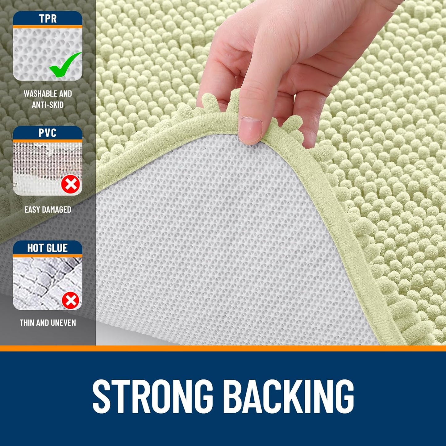 OLANLY Bathroom Rugs 24x16, Extra Soft Absorbent Chenille Bath Rugs, Rubber Backing Quick Dry, Machine Washable Bath Mats for Bathroom Floor, Tub and Shower, Home Decor Accessories, Vanilla