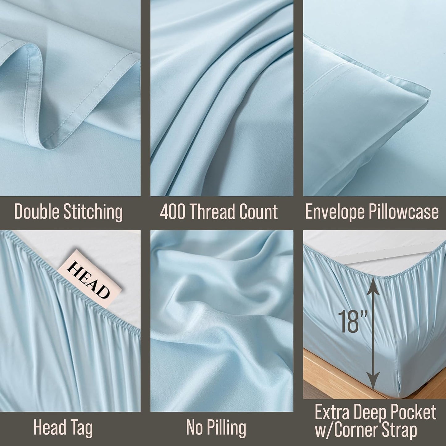 Bella Coterie Luxury Bamboo Viscose Cal King Size Sheet Set | 100% Organically Grown | Ultra Soft | Cooling for Hot Sleepers | 18" Deep Pocket [Coastal Blue]