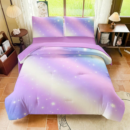Girls Full Size Bedding Sets Rainbow Bedding – 5 Piece Comforter Set Full, Gradient and Colorful Galaxy Comforter for All-Season – Machine Washable, Durable – Gift Idea for Boys and Girls Room