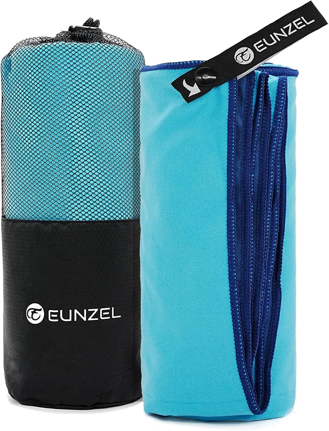 Eunzel Quick Dry Camping Towel, Microfiber Travel Towel Super Absorbent Fast Drying Towel for Camping, Beach, Gym, Backpacking, Yoga & Swimming(30" x 60", Navy/Cyan)