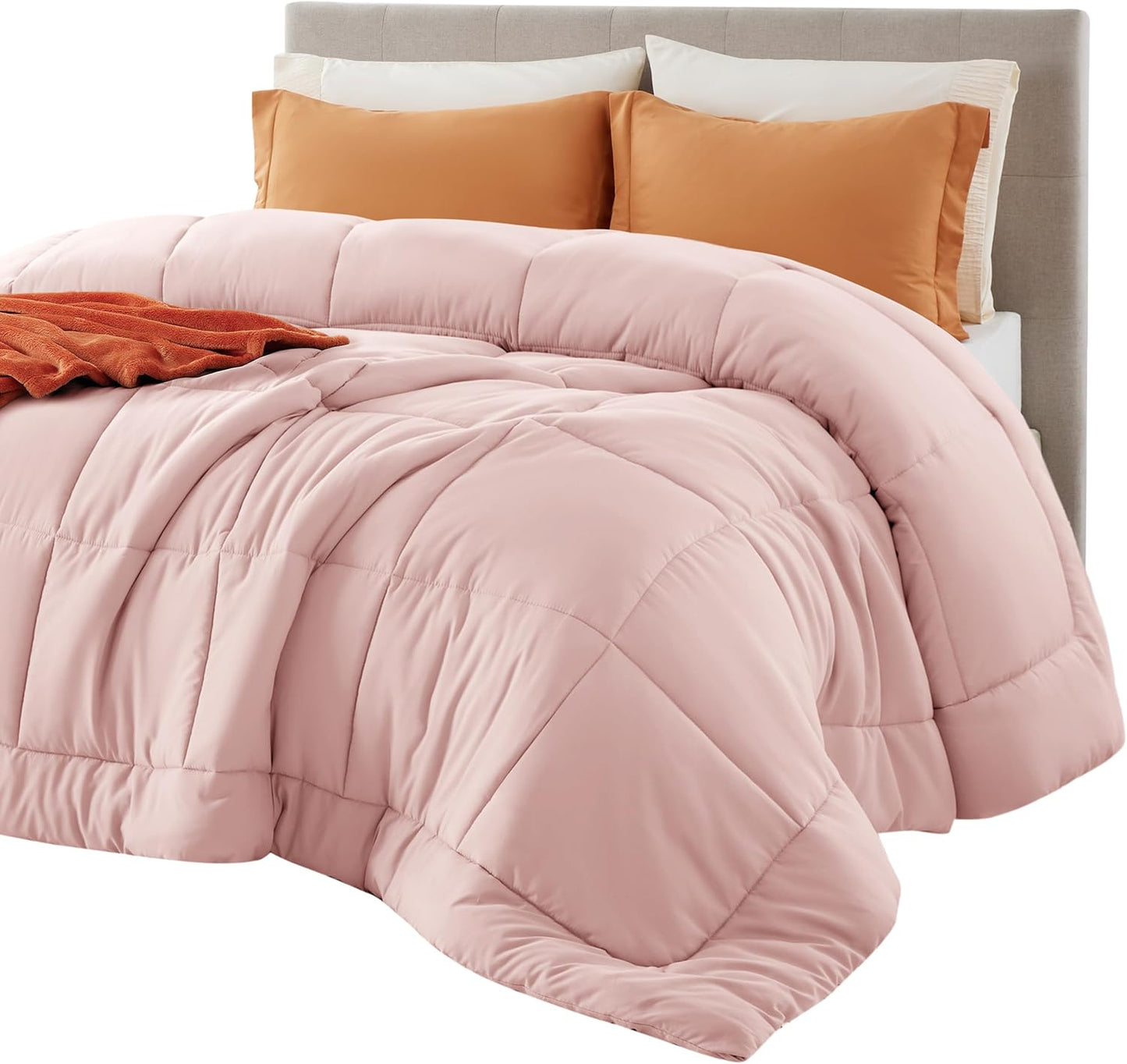 Bedsure Comforter Duvet Insert - Quilted Comforters Twin XL Size, All Season Duvet, GentleSoft Down Alternative Bedding, with 8 Tabs, Gifts for Women/Men, Pink, Twin XL 92 x 68 Inches