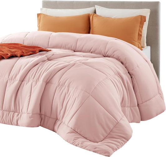 Bedsure Comforter Duvet Insert - Quilted Comforters Twin XL Size, All Season Duvet, GentleSoft Down Alternative Bedding, with 8 Tabs, Gifts for Women/Men, Pink, Twin XL 92 x 68 Inches