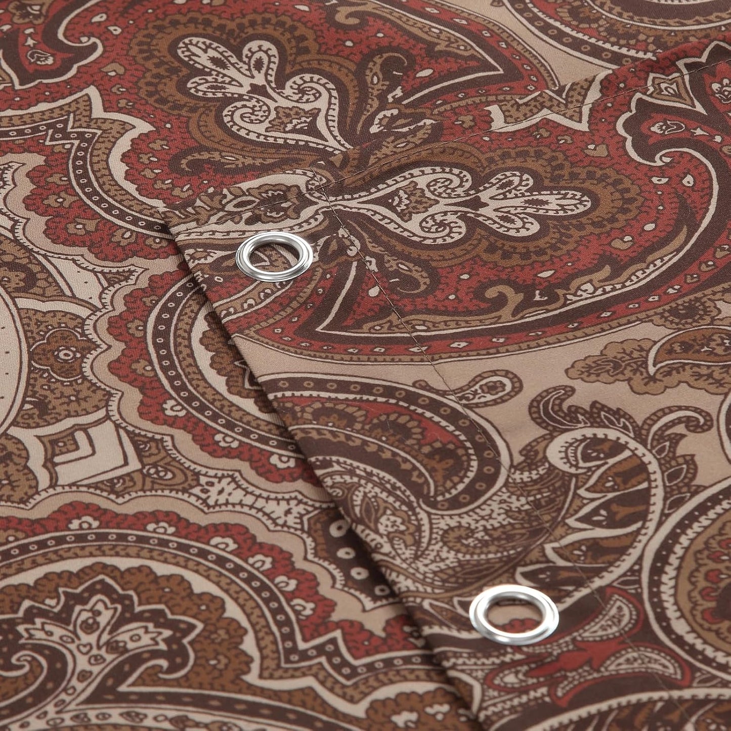 90 Inch Fabric Shower Curtain, Extra Long Reddish Brown Damask Paisley Print Shower Curtains for Bathroom, 72" W x 90" H