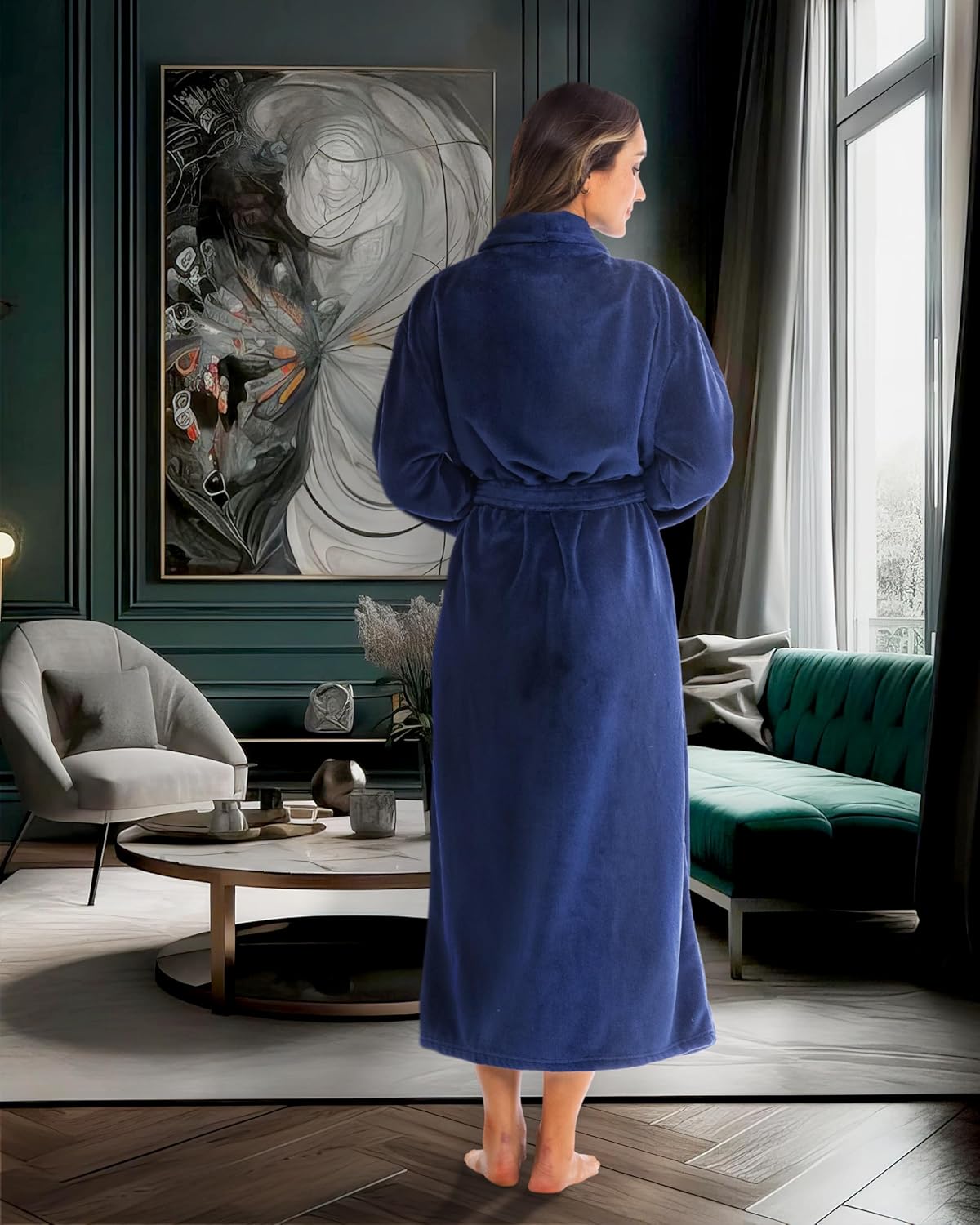 Alexander Del Rossa Plush Robe for Women, Long Fleece Winter Bath Robe, Plus Size