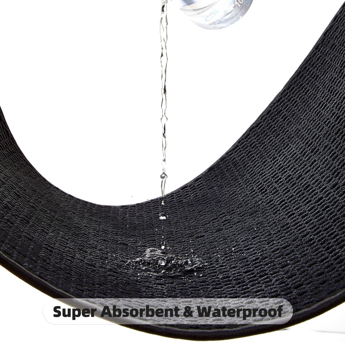 Black Bathroom Runner Rugs, Long Bath Mat Runner Washable Thin Quick Dry Low Pile Bathroom Runner Rugs Non Slip, Black 16''x60''