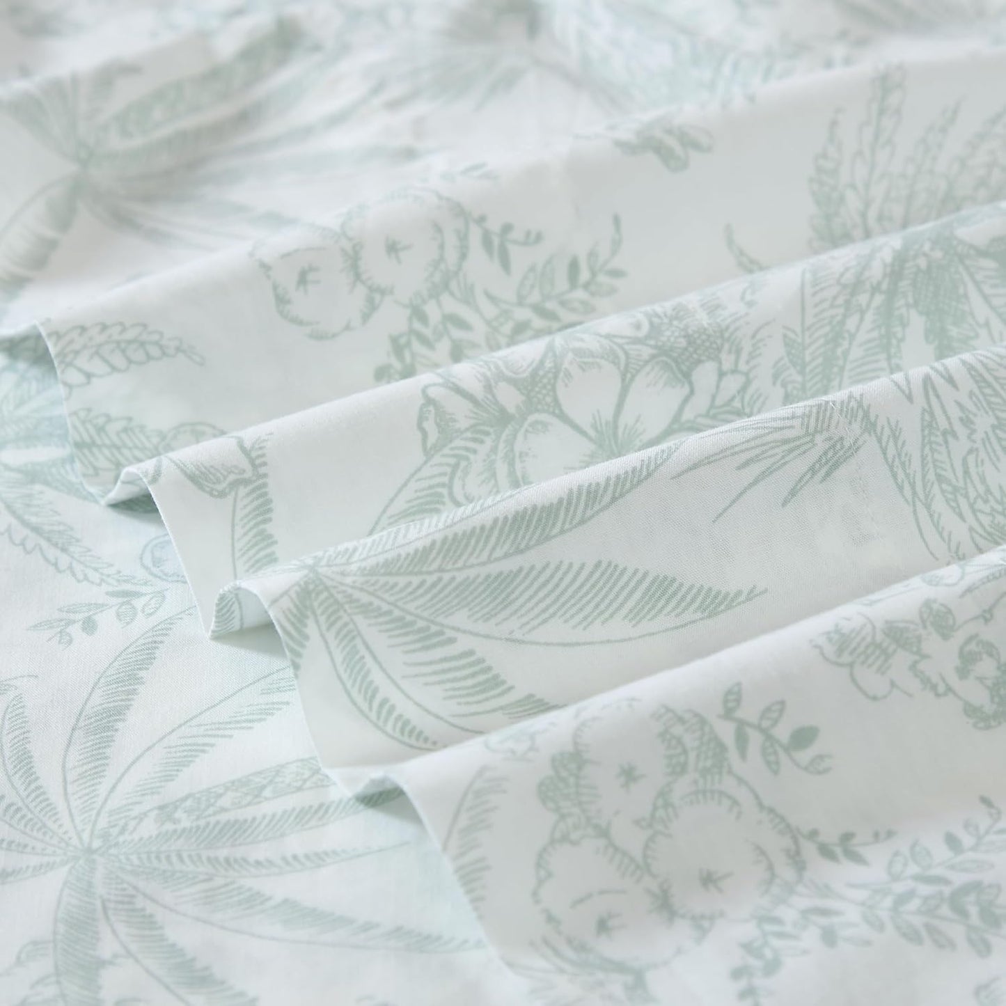 Tommy Bahama - Queen Size Sheets Set, Crisp & Tailored Cooling Sheets with a Smooth Cotton Percale Lightweight Feel - Bed Sheets with Matching Pillowcases & Fitted Sheet (Pen and Ink Palm Green)