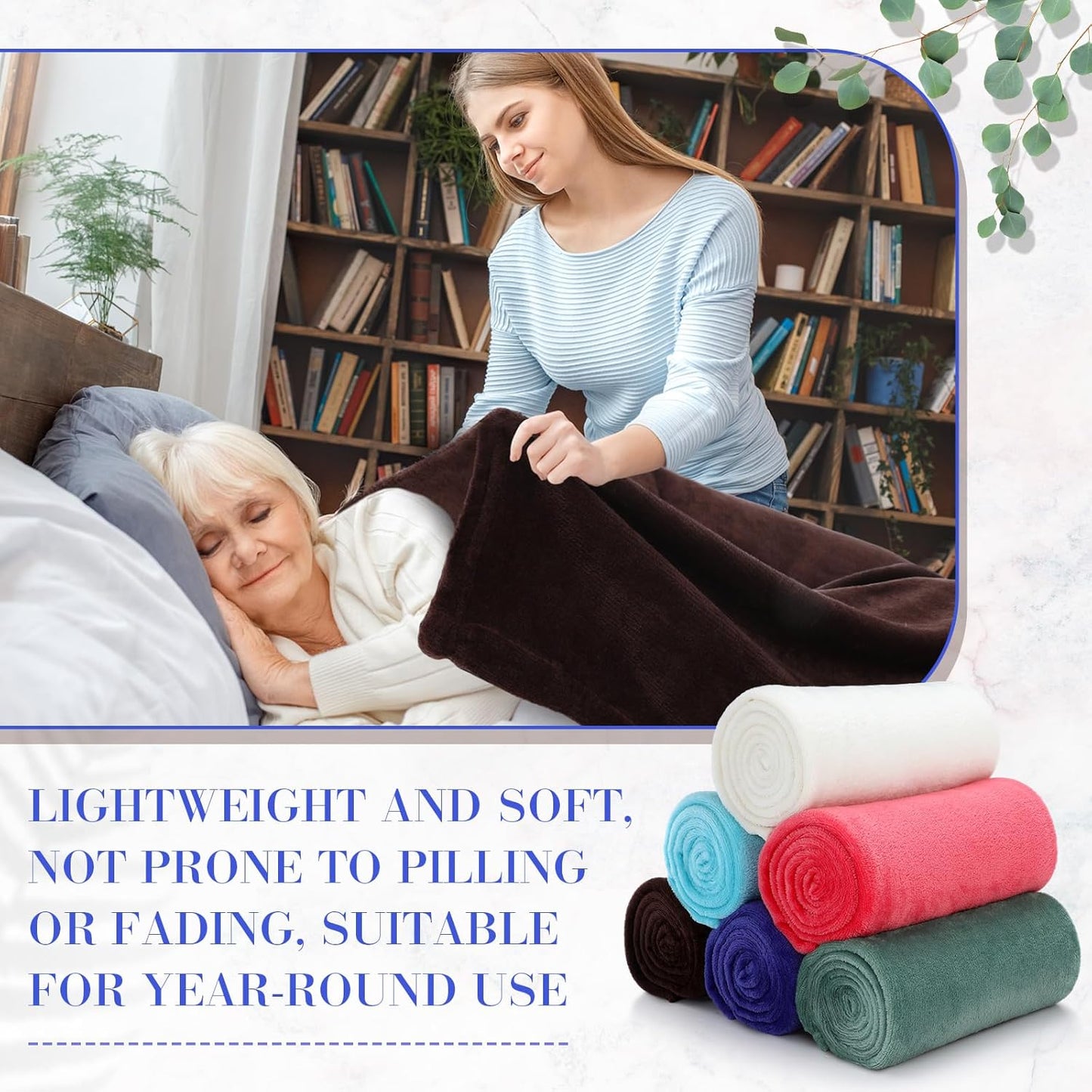 18 Pieces Fleece Blankets Bulk for Wedding 50 x 60 Inch Soft Lightweight Flannel Throw Blankets Bulk for Wedding Guests Home Outdoor Couch Sofa Bed Gifts(Bright Color)