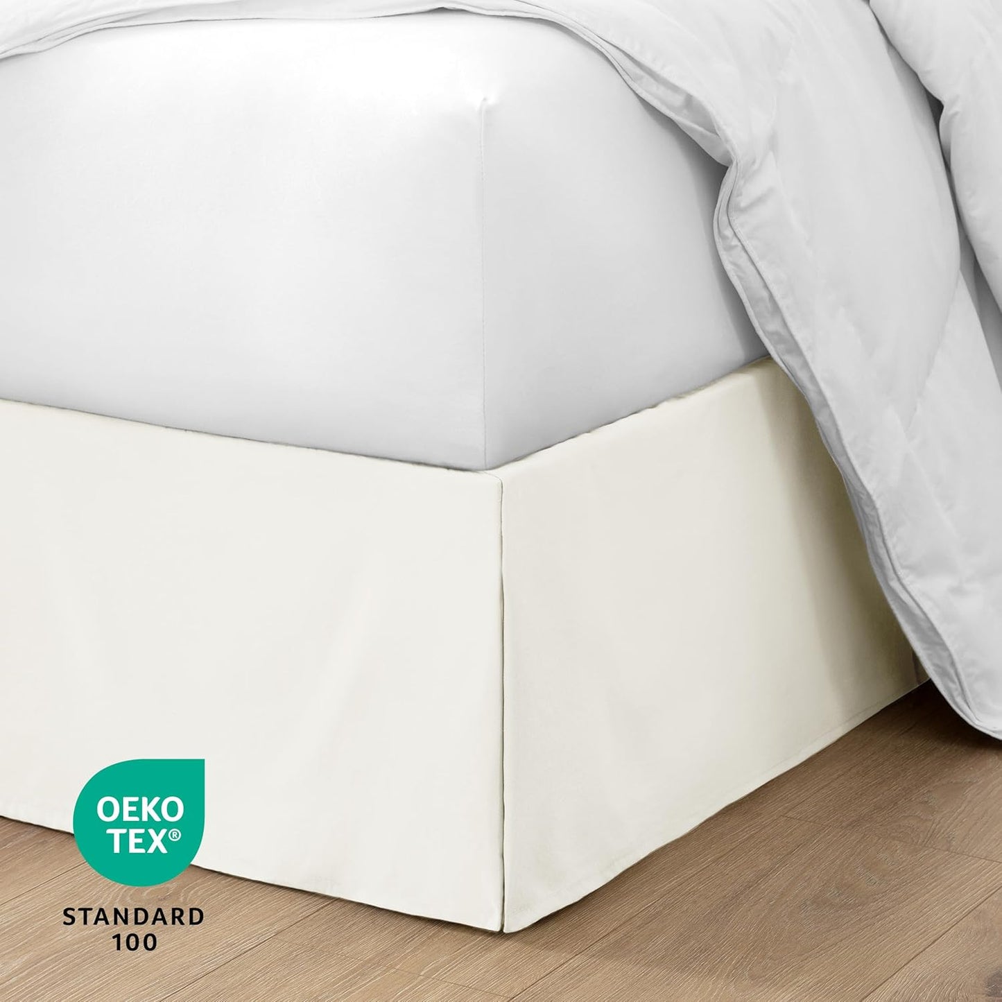 Bare Home Twin XL Bed Skirt - 15-Inch Tailored Drop Easy Fit - Bed Skirt for Twin Extra Long Beds - Center & Corner Pleats (Twin XL, Cream)