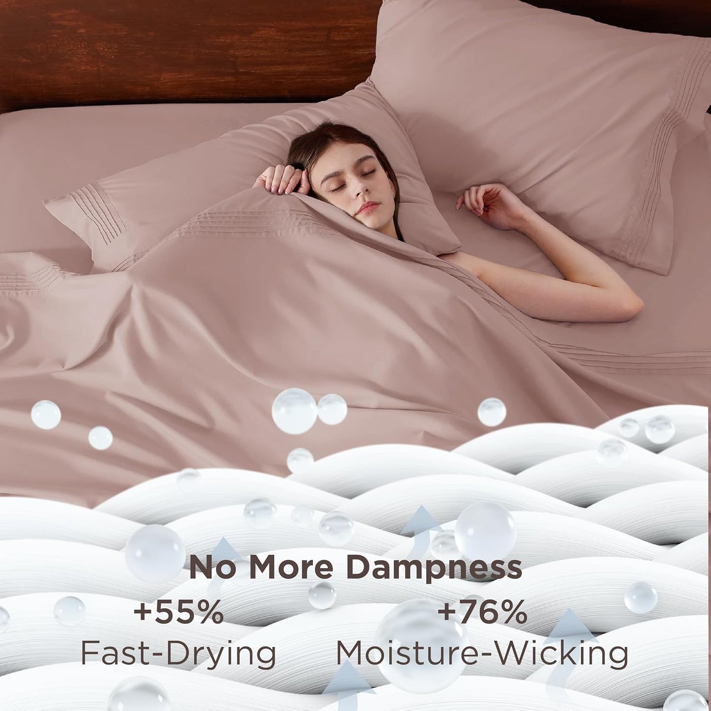 Bedsure Twin XL Sheets Dorm Bedding, GentleSoft Breathable Extra Long Twin Sheets & Pillowcases, Moisture Wicking Cooling, Deep Pocket Fits Mattress Up to 21 Inches Thick, Dusty Pink