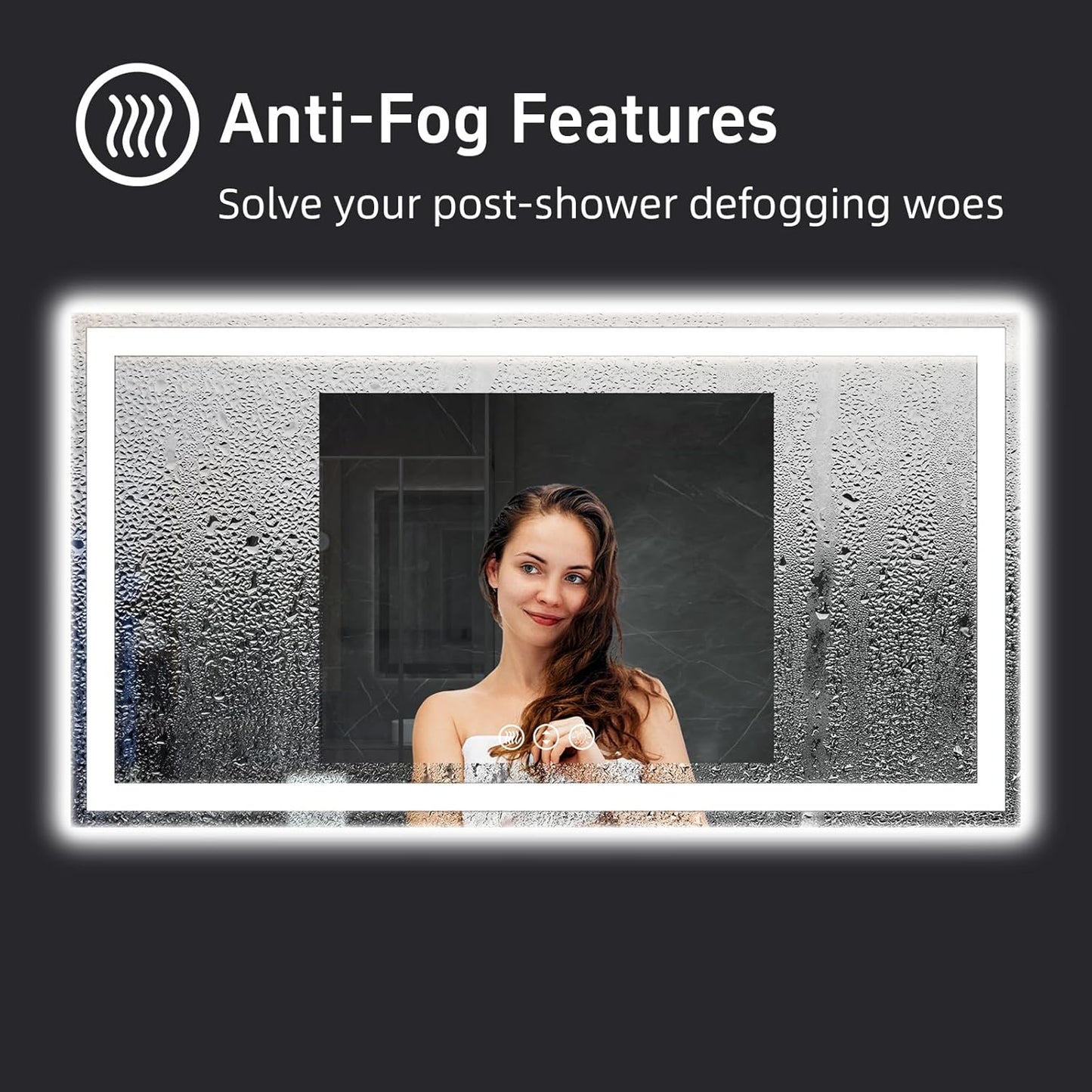 60"x 36" LED Bathroom Mirror, Double Lighting Sources Dimmable, Backlit + Front Lit, Anti-Fog, Stepless Dimmable, Lighted Bathroom Vanity Mirror for Wall Tempered Glass (Horizontal/Vertical)