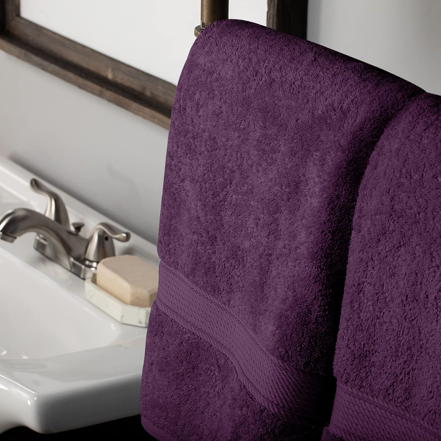 Superior Egyptian Cotton Pile 10 Piece Towel Set, Includes 2 Bath, 4 Hand, 4 Face Towels/Washcloths, Ultra Soft Luxury Towels, Thick Plush Essentials, Guest Bath, Spa, Hotel Bathroom, Plum