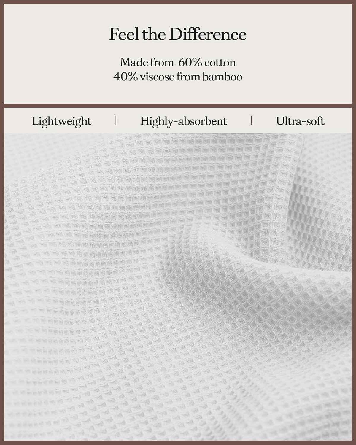 Cozy Earth Waffle Hand Towels - 60% Cotton 40% Viscose from Bamboo Hand Towels 20 x 30 Inches - Soft & Absorbent Terry, Reversible Mini Textured Waffle & Weave Pattern - 2 Pack