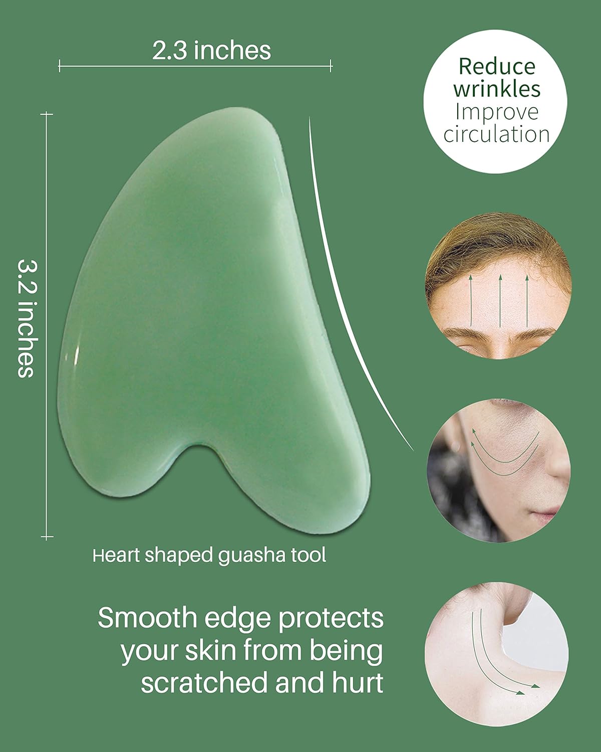 MoHern Gua Sha Massage Tools, 4 Pcs Gua Sha Tools of Multi-Shapes, Guasha Scraping Massage Tools for Face and Body (Light Green)
