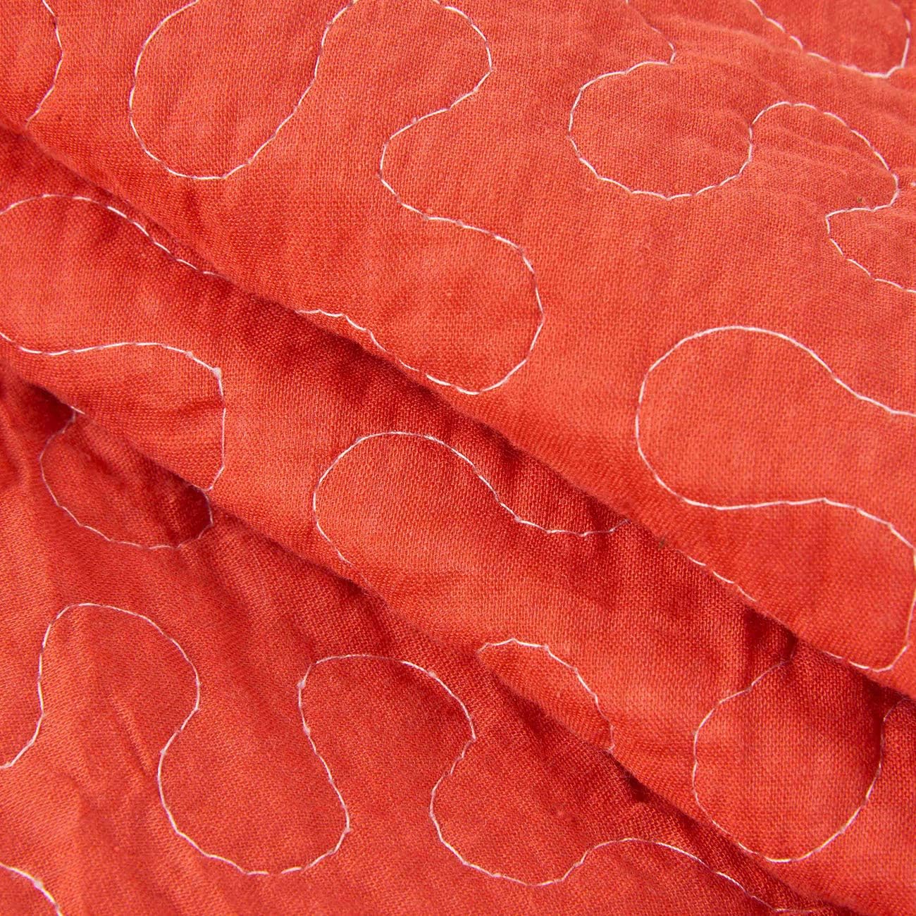 Cozyholy Boho Quilt Twin Size 100% Cotton Quilted Blanket Colorful Bohemian Striped Bedspread Coverlet Reversible Lightweight Stitch Vintage Bed Cover Throw Blanket for Couch Sofa Orange