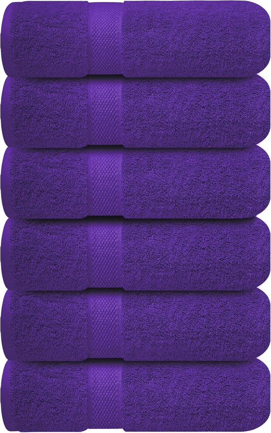 Infinitee Xclusives Purple Hand Towels for Bathroom - Set of 6 (16x28 inches) 600 GSM, 100% Cotton Ultra Soft, Quick Drying, Hotel Quality Hand Towel Set (Profound Purple)
