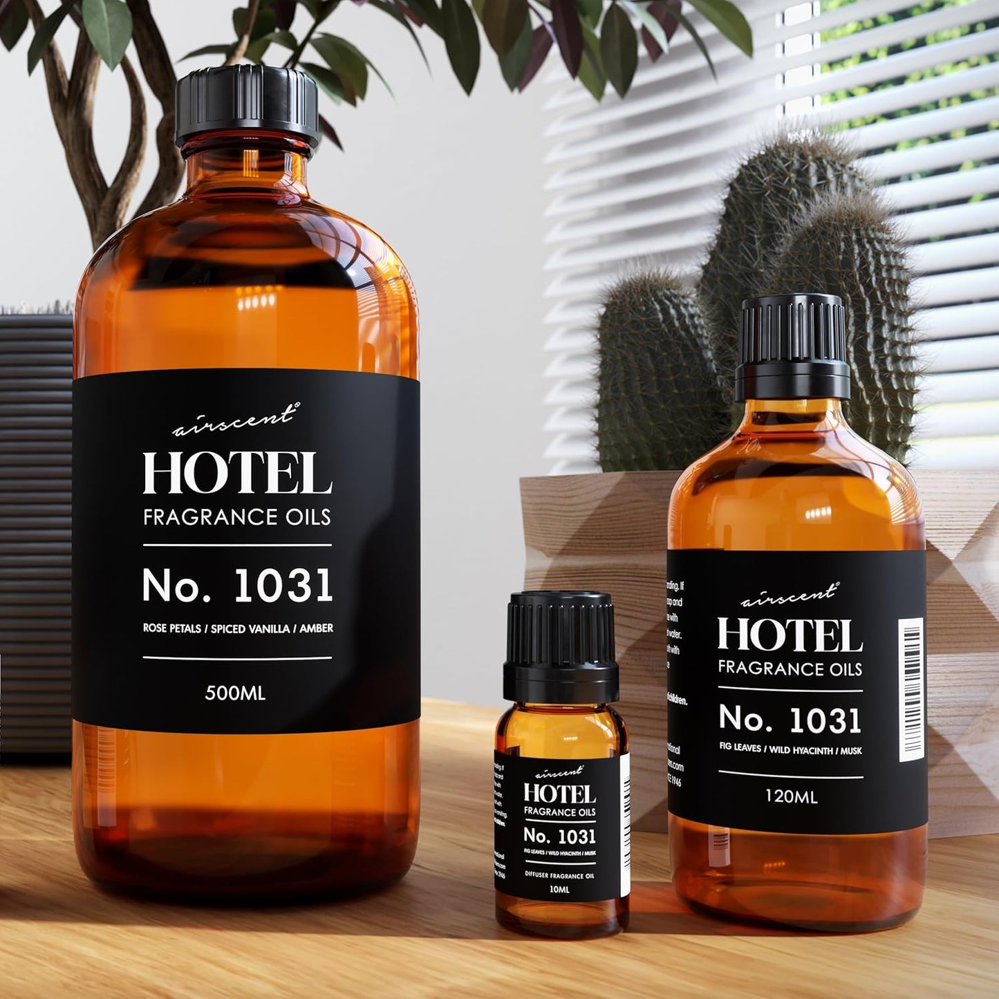 AirScent Hotel Diffuser Oil No. 1031 - Rose Petals Spiced Vanilla Amber - Hotel Scent Dupe -Premium Fragrance Oil for Ultrasonic and Waterless Diffusers and Crafting - 120 mL, 4 fl oz Glass Bottle