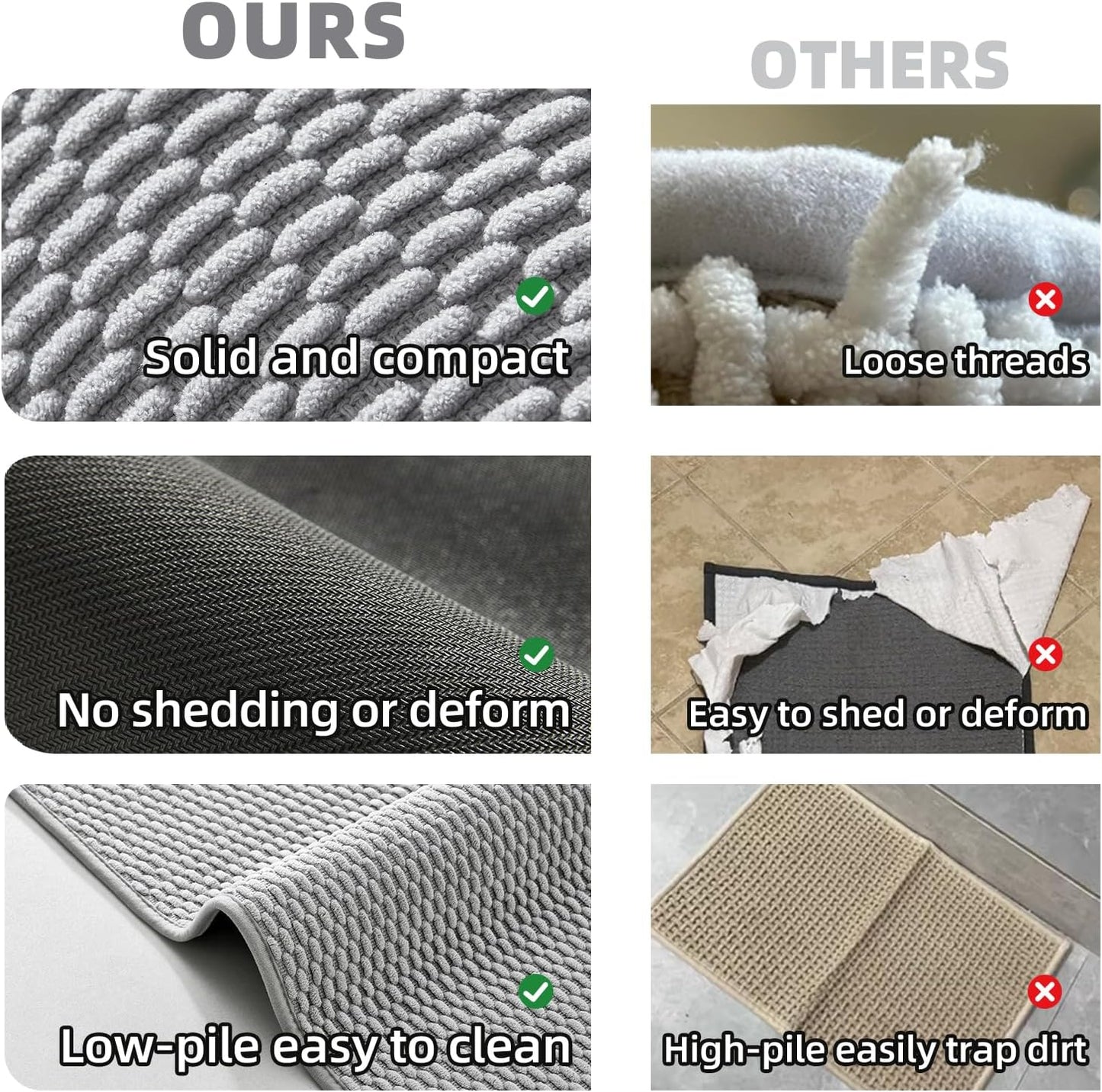 Bathroom Rugs Non Slip Washable, Super Absorbent Thin Bath Mat Small Quick Dry Low Pile Bathroom Rug, Light Grey 16"x24"