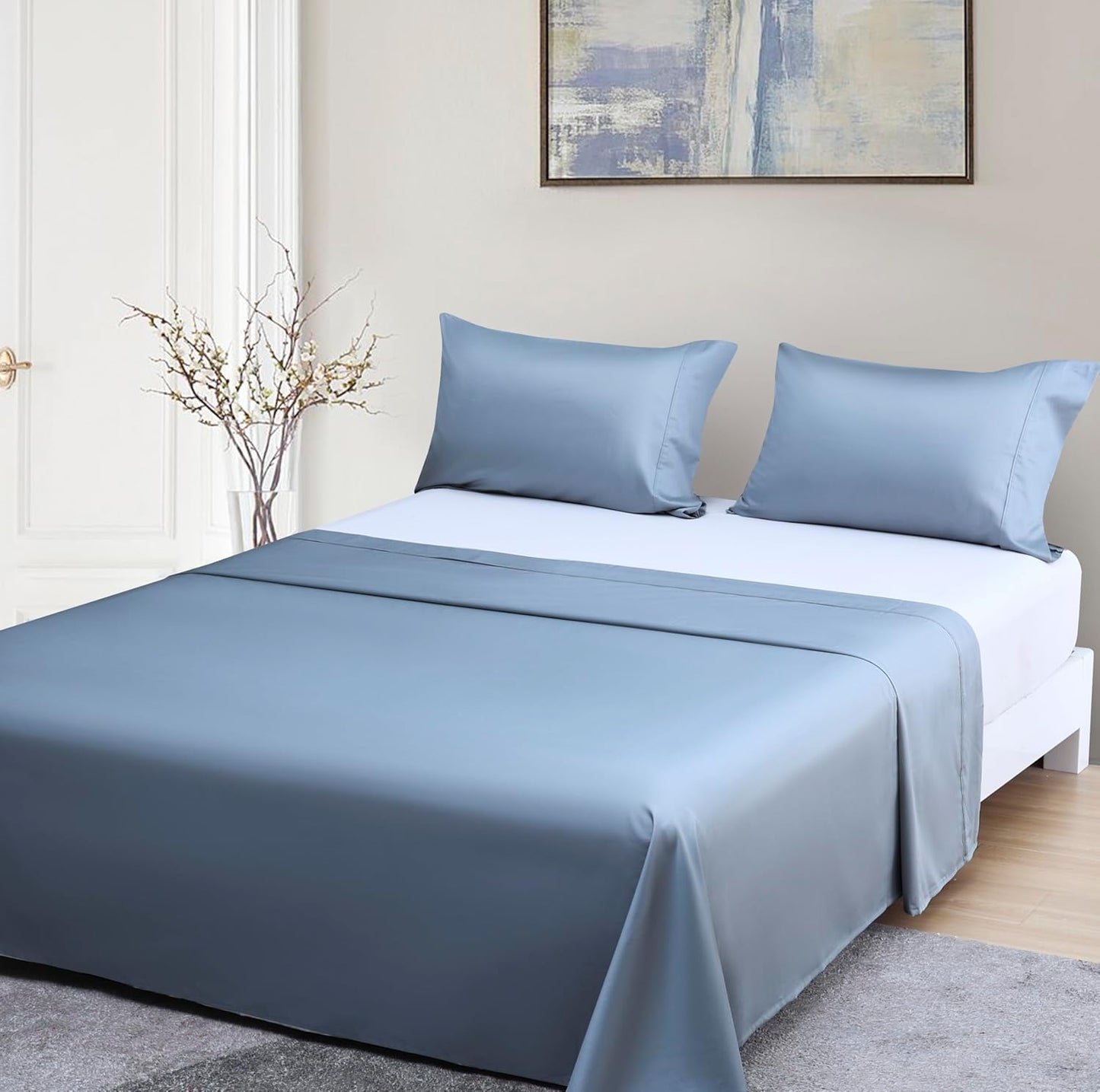 Beckham Hotel Collection Twin XL Sheet Set 100% Cotton, 500TC Luxury Sateen Bedding, 16” Deep Pocket, Moisture-Wicking, 3-Piece, Dark Gray