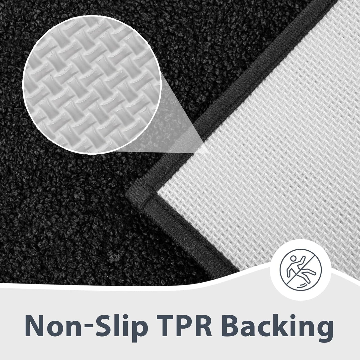 Bathroom Rugs 30" x 46", Non-Slip Extra Soft Absorbent Bath Rugs, Machine Washable Quick Dry Bath Mats for Bathroom Floor, Shower, Bathtub and Sink, Black