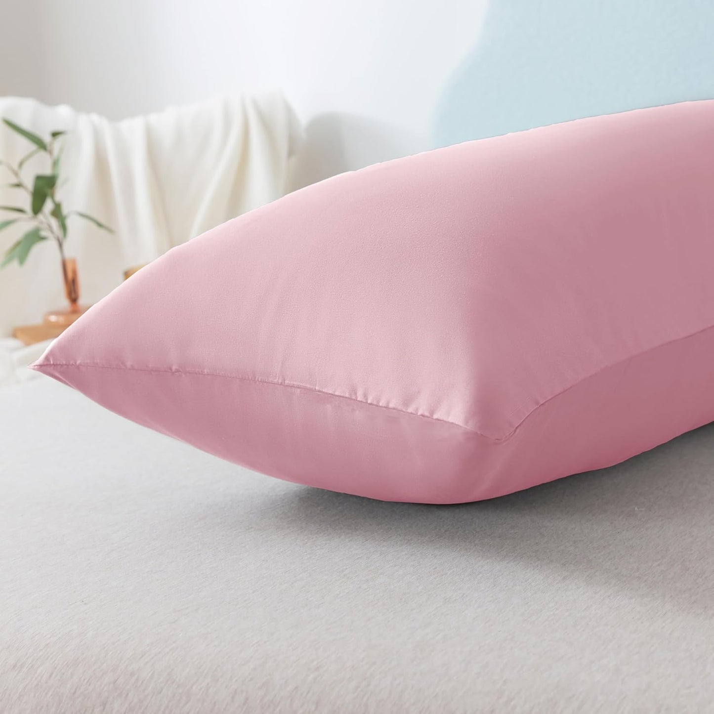 Ubauba Memory Foam Body Pillow with Cover, Full Large Body Pillows Insert for Adults with Envelope Closure Pillowcase, Firm & Fluffy Long Bed Pillows for Sleeping (20x54 inch, Pink)