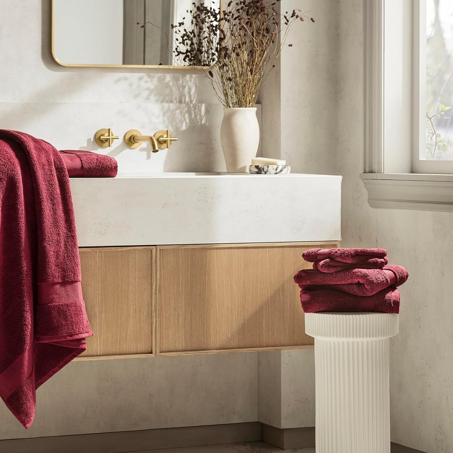 BOLL & BRANCH Plush Bath Towel Set - Holly - 6 Piece - Includes 2 Bath Towels, 2 Hand Towels & 2 Washcloths - 100% Organic Cotton - Ultra Soft & Luxurious - Quick Absorbing