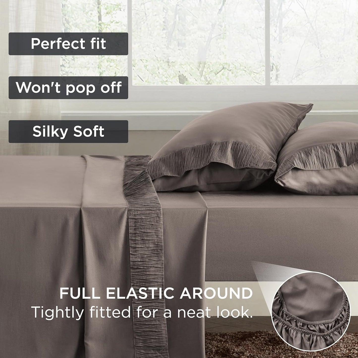 Bedsure Twin XL Sheet Sets Dorm Bedding - 3 Pieces Soft Extra Long Twin Sheets, Hotel Luxury, Easy Care Microfiber for Women, Men, Taupe