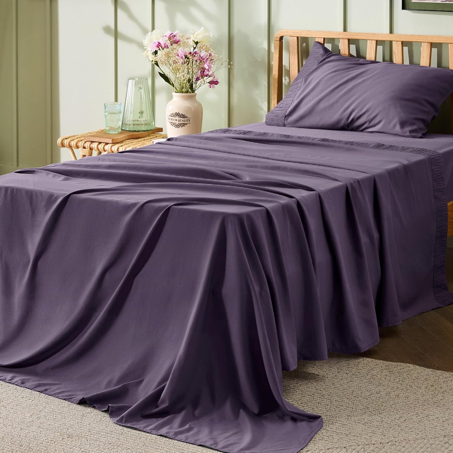 Bedsure Twin XL Sheet Sets Dorm Bedding - 3 Pieces Soft Extra Long Twin Sheets, Hotel Luxury, Easy Care Microfiber for Women, Men, Dusty Purple