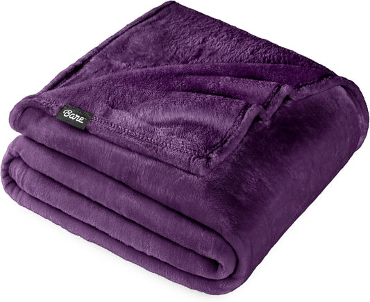 Bare Home Fleece Blanket - Throw/Travel - Ultra-Soft Lightweight for Bed, Sofa, and Couch - Luxury Microplush - Cozy Warm Blanket (Throw/Travel, Plum)