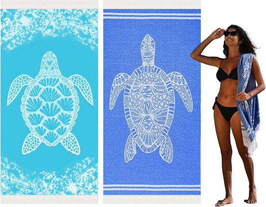 2 Pack Turkish Beach Towel Quick Dry Absorbent Cotton Lightweight Thin Bathroom Bath Pool Swim Towels Extra Large Oversized Sand Free Beach Accessories Essentials Stuff Cloud Adults Gift