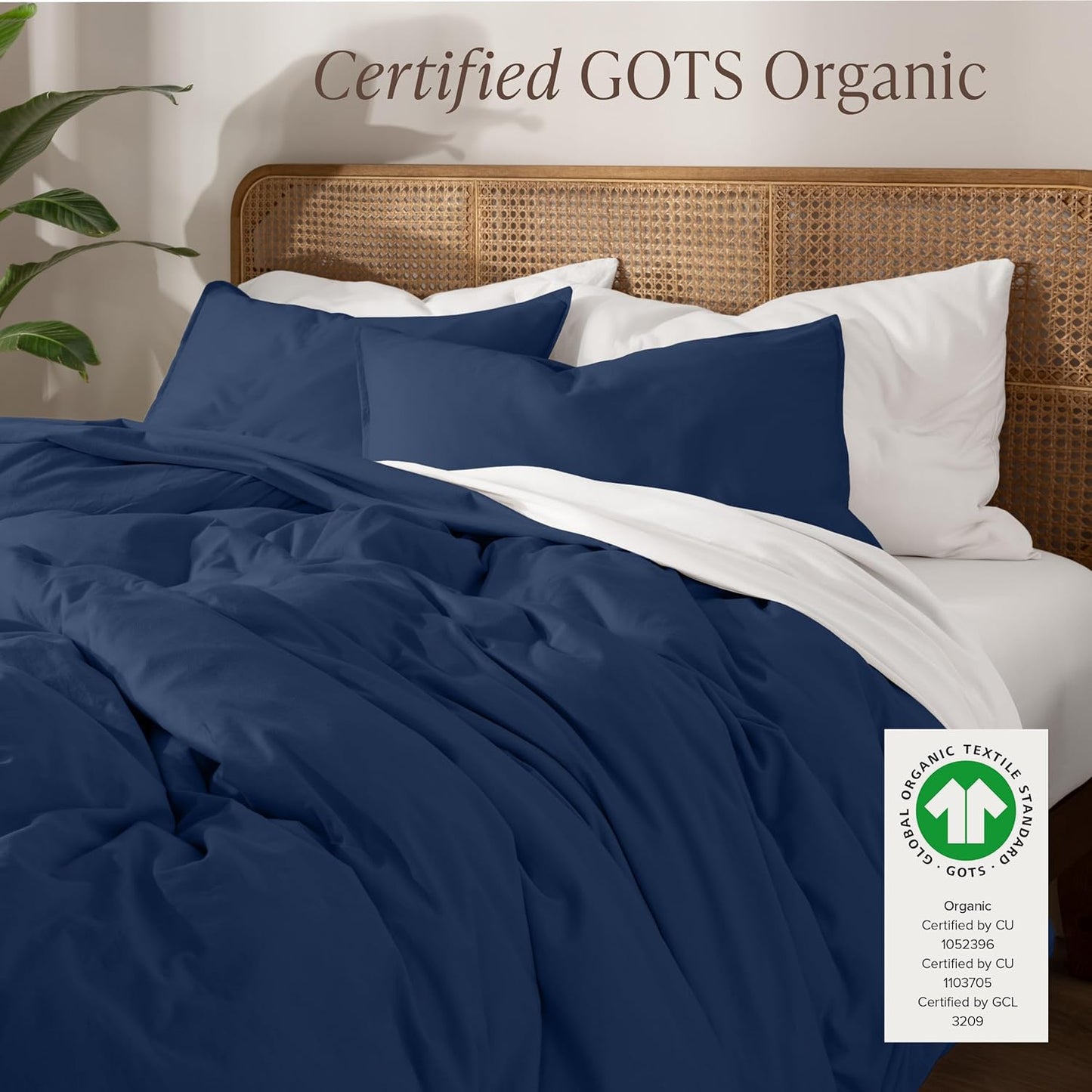 Bare Home 100% Organic Cotton Jersey Duvet Cover Set - King/Cal King Size - Ultra Soft - 100% Cotton - 3pcs - Corner Ties - Button Closure - Bed Duvet Cover & Pillow Shams (King/Cal King, Dark Blue)