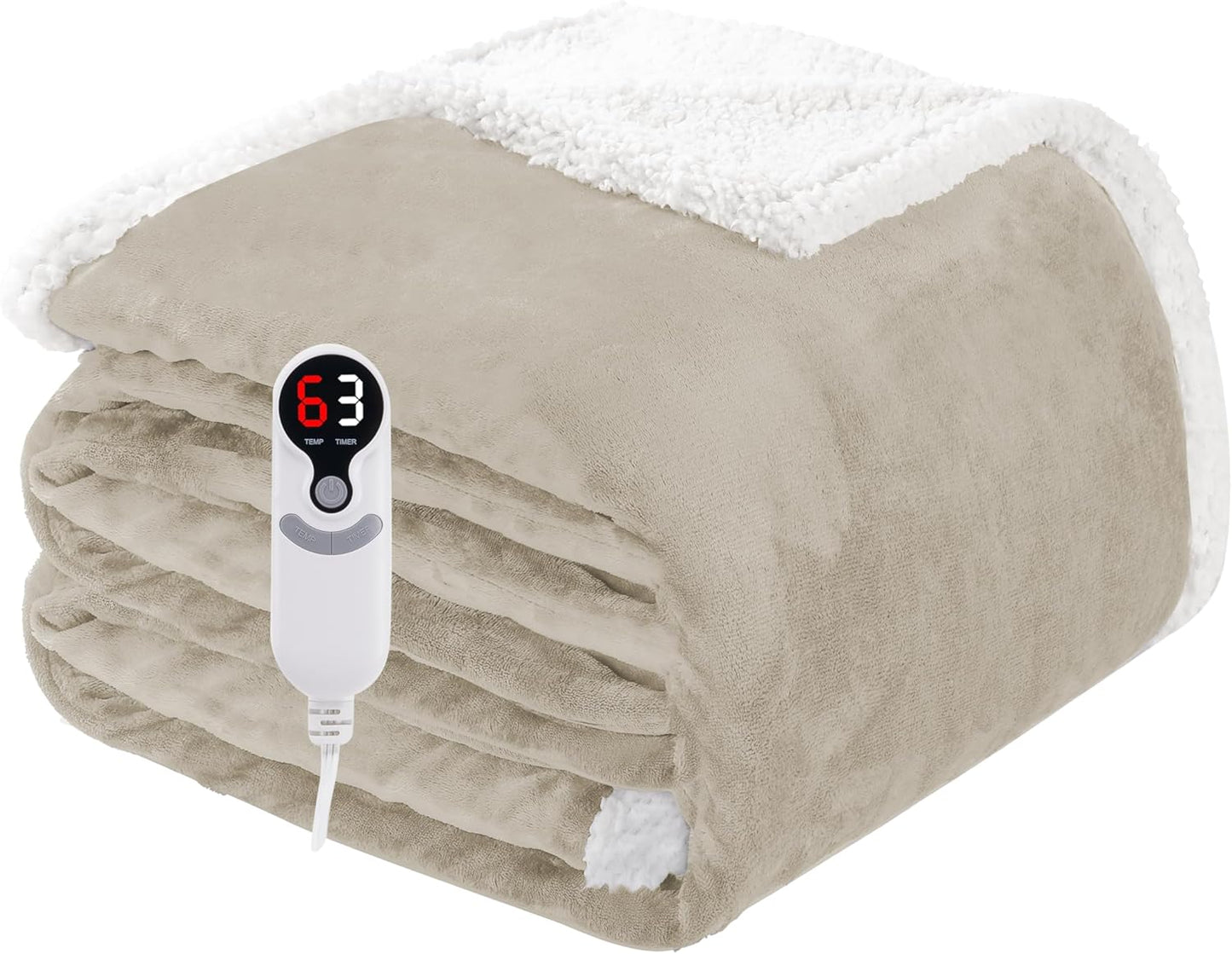 Electric Heated Blanket Full Size 72"x84", Soft Flannel with Overheat Protection, 6 Adjustable Heat Settings & 10-Hour Auto-Off Timer, Fast Heating for Winter Comfort, Camel