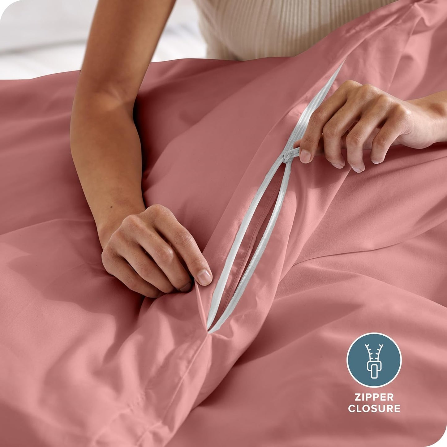 Bare Home Bedding Duvet Cover California King Size - Premium 1800 Super Soft Collection - Lightweight, Cooling - Soft Breathable Bedding Duvet Cover (Cal King, Dusty Rose)
