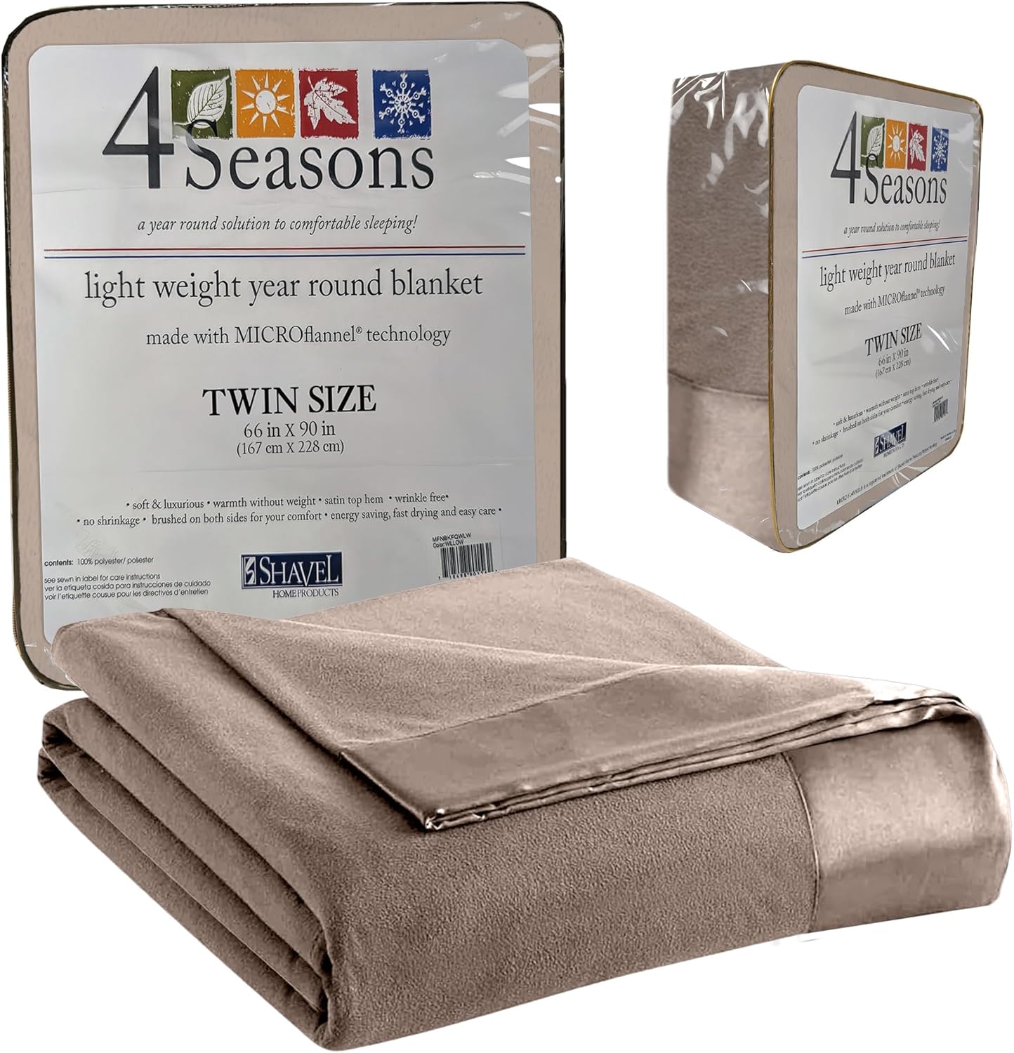 Thermee Micro Flannel Twin Size Blankets, Lightweight All Seasons Cozy Blanket, Throw Blankets for Home and Living Room, Comfy & Soft Blanket for Couch, Machine Wash, No Pilling - Acorn