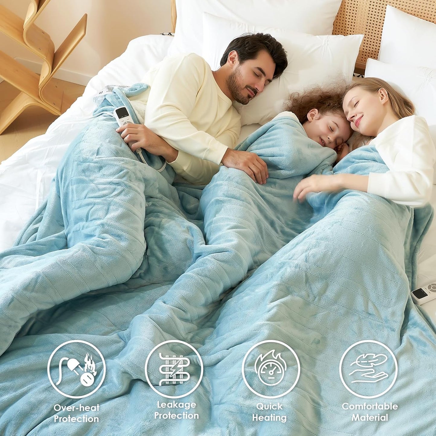 EHEYCIGA Heated Blanket - Full Size, 9 Heating Levels, 10 Hour Auto Off, Soft Cozy Sherpa Washable Blanket, 72 x 84 Inches