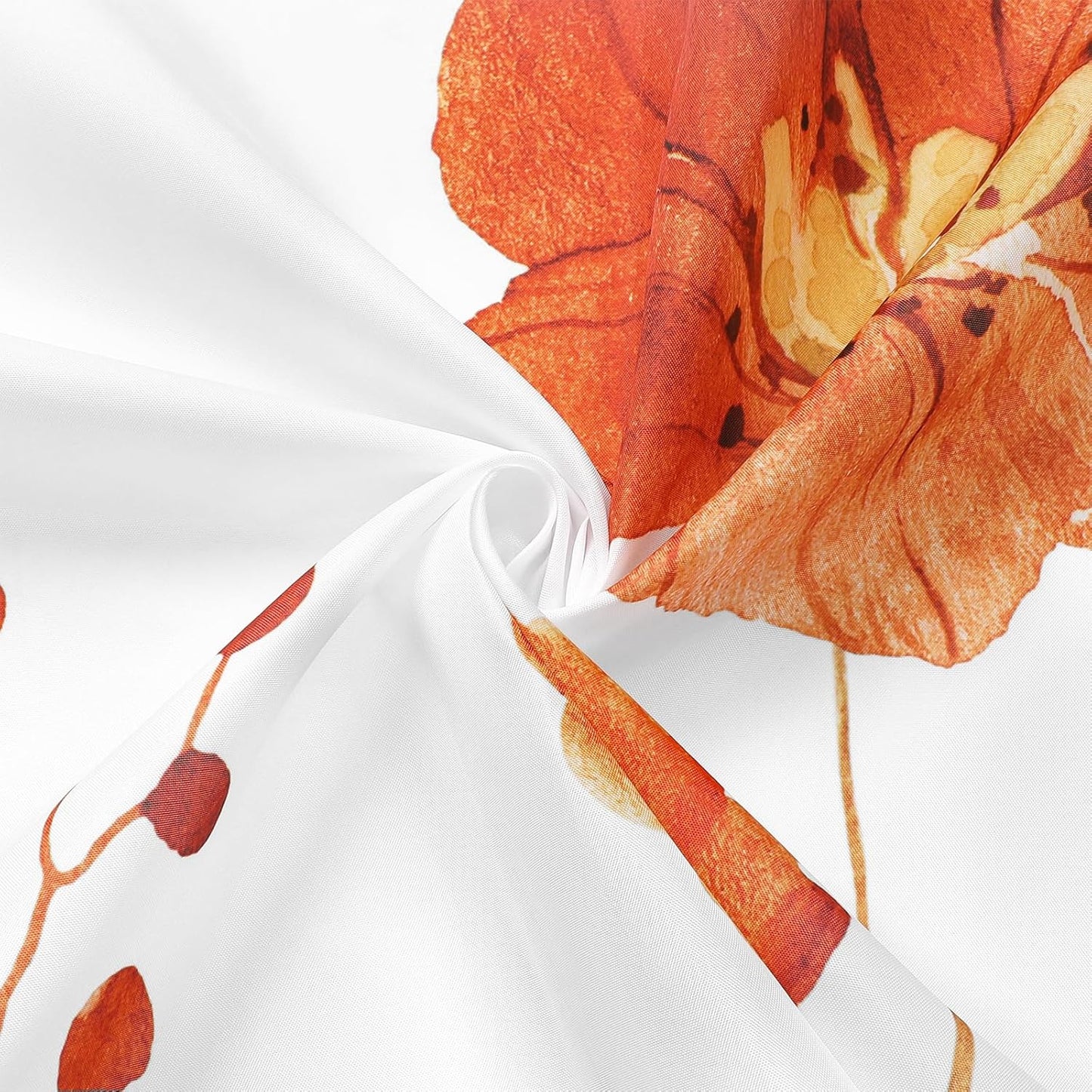 Gibelle Watercolor Floral Shower Curtain, Retro Orange Navy Flower Shower Curtain for Bathroom, Modern Minimalist Aesthetic Waterproof Fabric Shower Curtain Set with Hooks 72x72 Inch