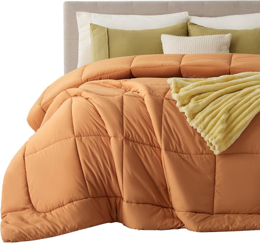 Bedsure Comforter Duvet Insert - Quilted Comforters Oversized King Size, All Season Duvet, GentleSoft Down Alternative Bedding, with 8 Tabs, Gifts for Women, Burnt Orange, Oversized King 116x98 Inche