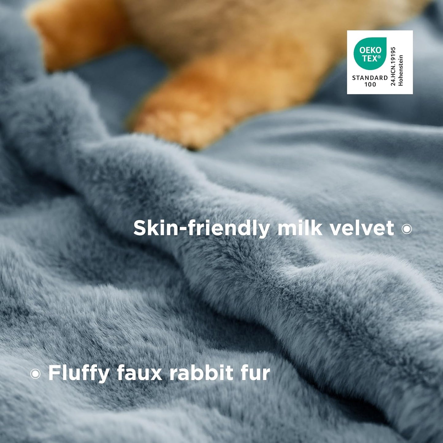 Bedsure GentleSoft Fluffy Faux Fur Throw Blanket for Couch, Soft Fuzzy Bubble Blanket Home Decor Gifts for Bedroom Living Room, Thick Warm Furry Cozy Gifts for Women, Greyish Blue, 50x60 Inch
